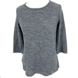 Christopher & Banks heather blue sweater with zipper accent, size M